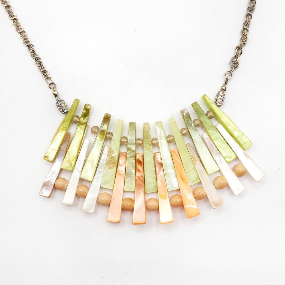 Anthropologie Necklace Sea Splinters OS Green Orange Boho Earthy Festival